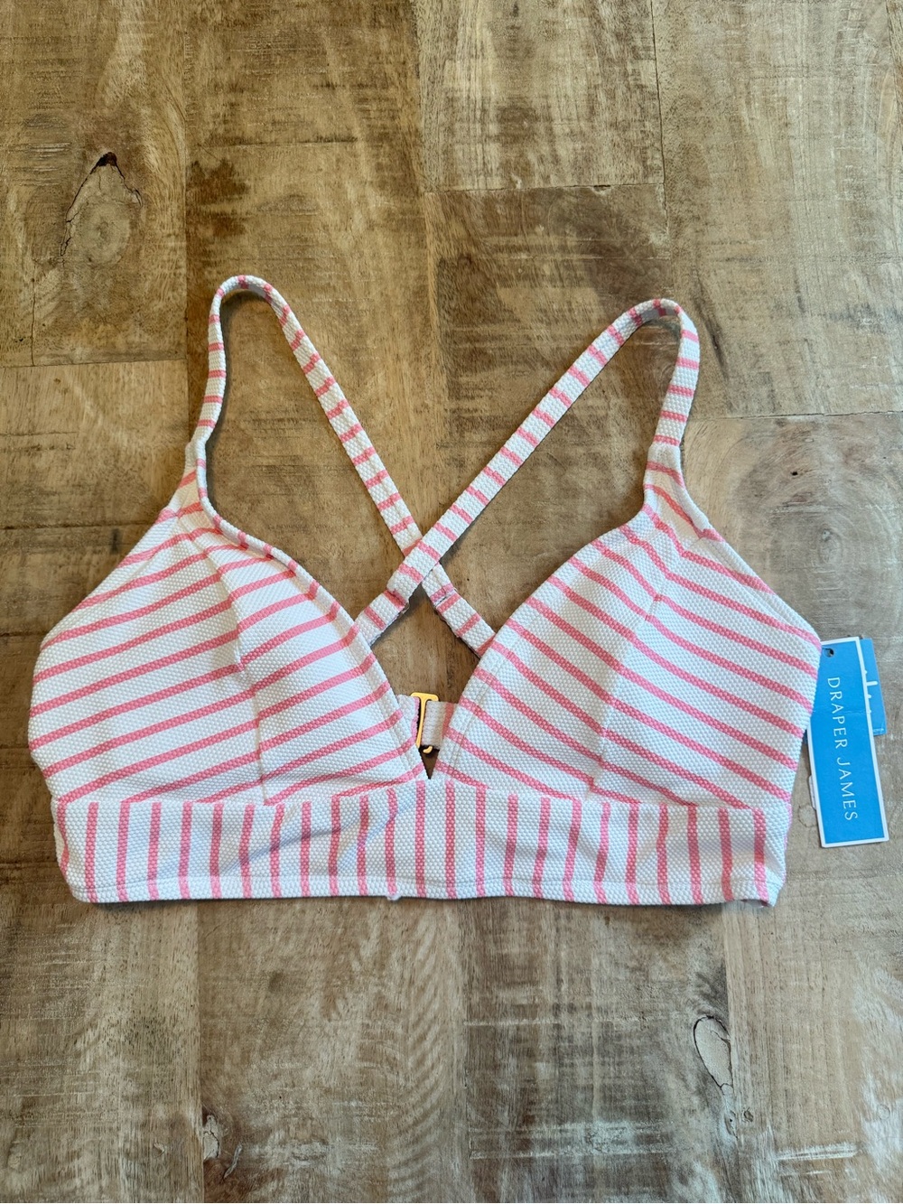 NWT Draper James Pink & White Striped Bikini Top